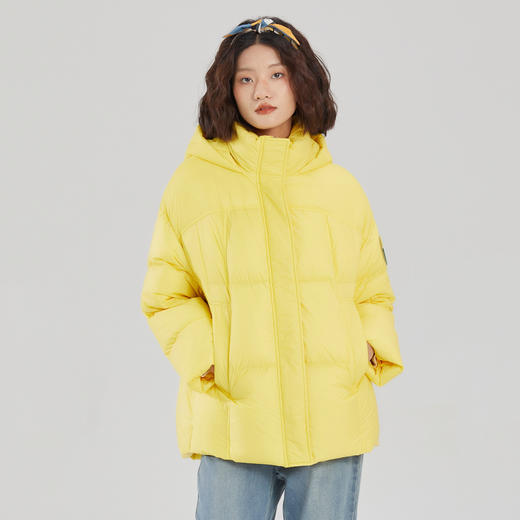 谜底中长款连帽羽绒服女2023冬时尚宽松绣花鸭绒面包服239MY7303 商品图0