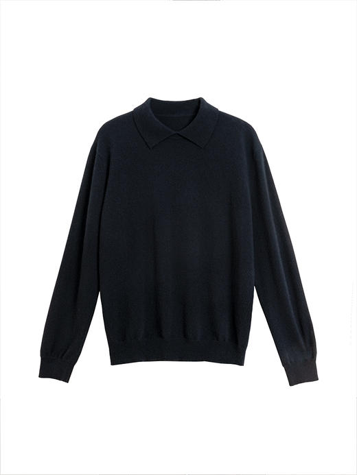 322工房经典再造纯山羊绒polo领宽松针织套头衫2023秋冬毛衣B149 商品图4