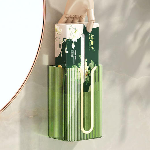 「两色可选！壁挂式」纸巾盒壁挂式浴室卫生间洗脸巾口罩收纳整理厨房用品倒挂免打孔纸抽盒 商品图3