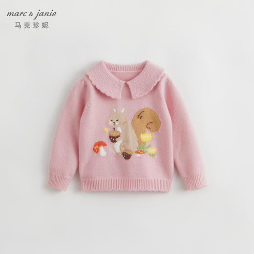 【抗起球】马克珍妮秋冬新款女童萌趣动物花边领毛衣231957 商品图2