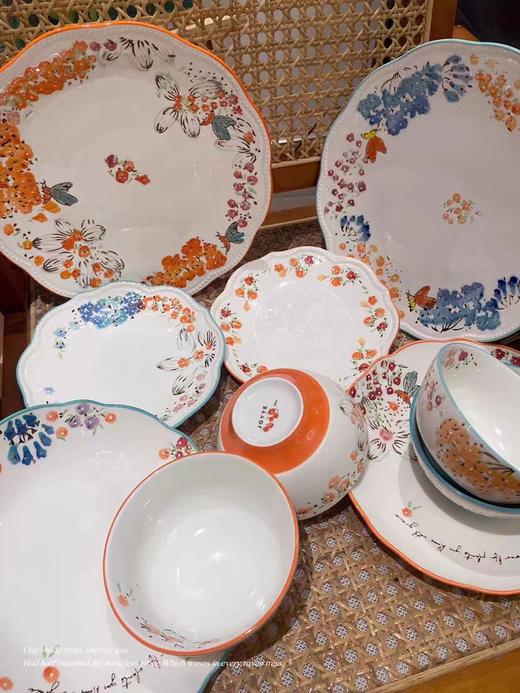 JOYYE系列碗盘套装4人份饭碗4个12*12*6CM    8英寸盘2个21*@！*3.8CM   7英寸小吃盘17.8*17.8*2.5CM   10英寸盘1个蘸料碗2个大汤碗1个芸香木筷子4双 商品图0