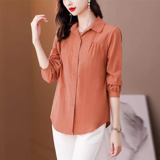 A6241 棉麻衬衫女长袖秋季2023年新款漂亮宽松显瘦上衣妈妈气质内搭衬衣 商品图0