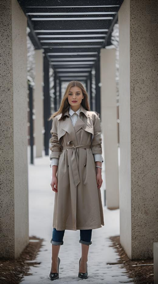 双排脱袖风衣（附腰带） 商品图1