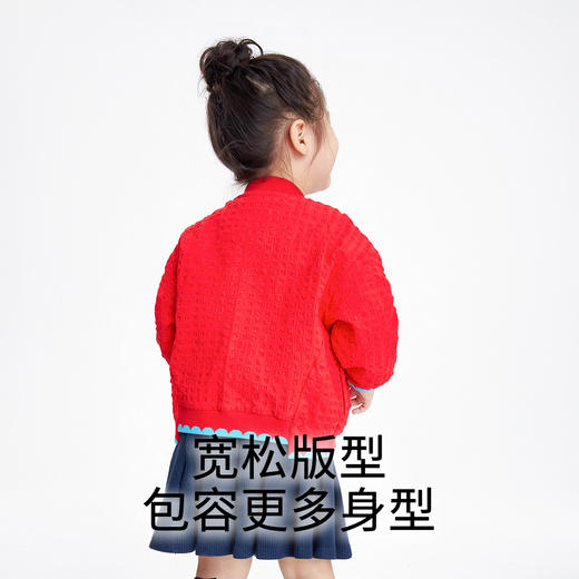 女童夹克外套秋季新款洋气时髦女宝宝休闲红色上衣安奈儿童装TG315060 商品图3