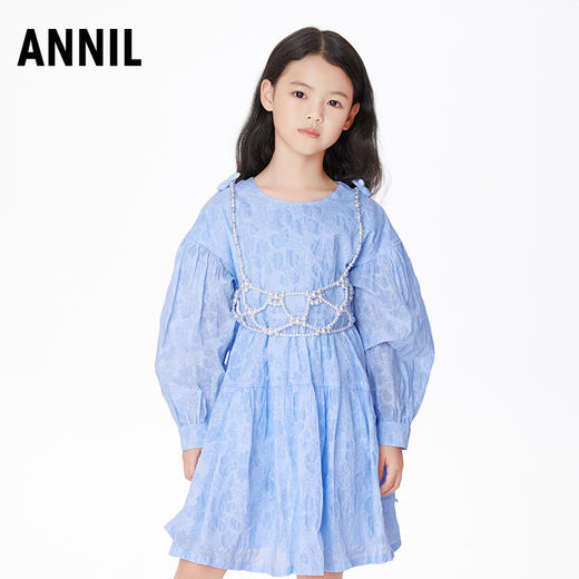 【实体店同款】女童连衣裙秋新款纯棉长袖A字裙安奈儿童装AG313564 商品图0
