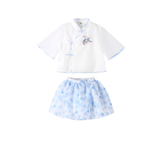 【实体店同款】【国风】女童套装夏装新款清新国风短袖两件套安奈儿童装AG321744 商品图0