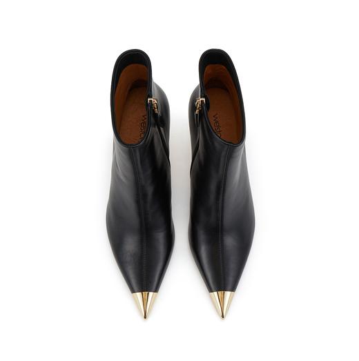 westory欧美尖头靴4寸胎牛皮靴细高跟尖头女单靴马丁靴显脚小及脚踝W23DS82901 商品图5