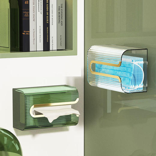 「两色可选！壁挂式」纸巾盒壁挂式浴室卫生间洗脸巾口罩收纳整理厨房用品倒挂免打孔纸抽盒 商品图4