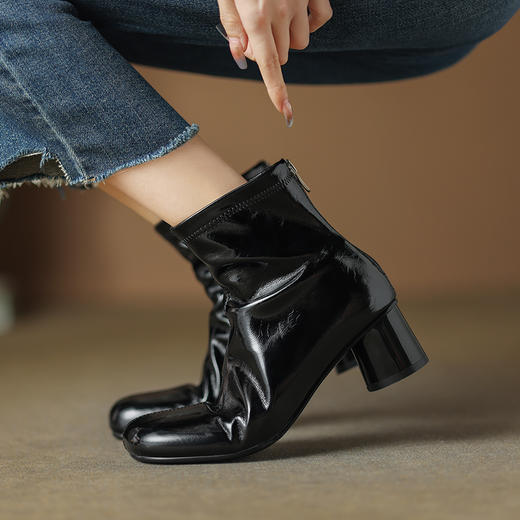 纯色简约，羊皮极简芒果头短靴XDD-1756F 商品图3