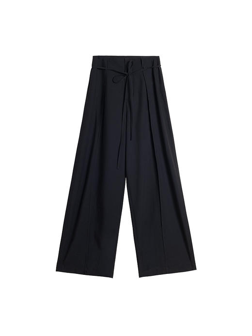 322工房搭配衣橱女士羊毛混纺系带裤2023秋冬显瘦直筒休闲裤B118 商品图4