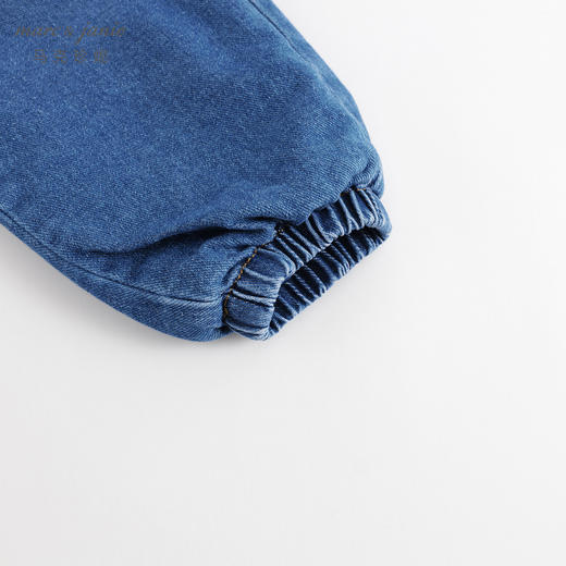 马克珍妮秋冬新款 女童花边腰夹棉保暖牛仔裤 儿童裤子231980 商品图3