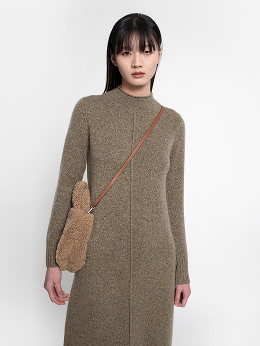 322工房复古式花纱羊绒针织连衣裙女新款半高领毛衣裙长裙A771 商品图3