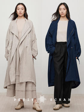 生为此行 色织纯亚麻两穿风衣