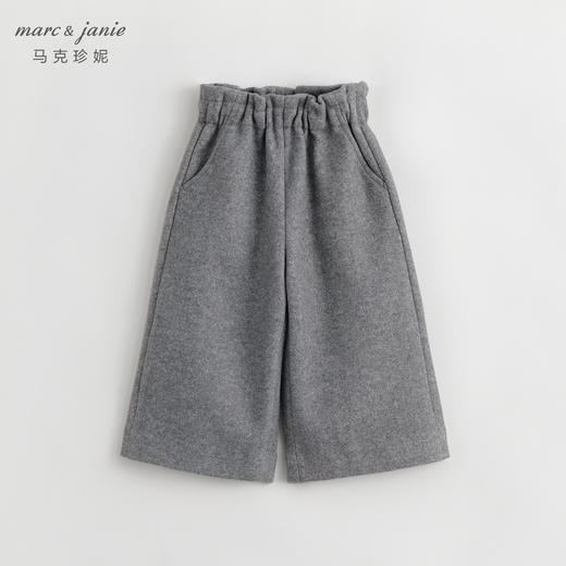 马克珍妮秋冬新款女童时尚花边腰毛呢阔腿裤儿童裤子232019 商品图1