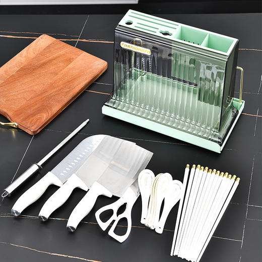 「两色可选！多功能款」厨房沥水刀架砧板筷子一体收纳质感餐具置物架刀架用品 商品图2