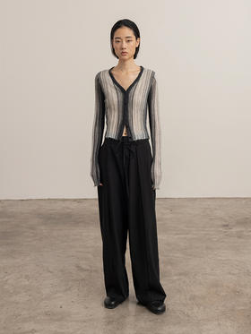 322工房清透超幼马海毛针织毛衣外套2023秋长袖女士百搭开衫B127