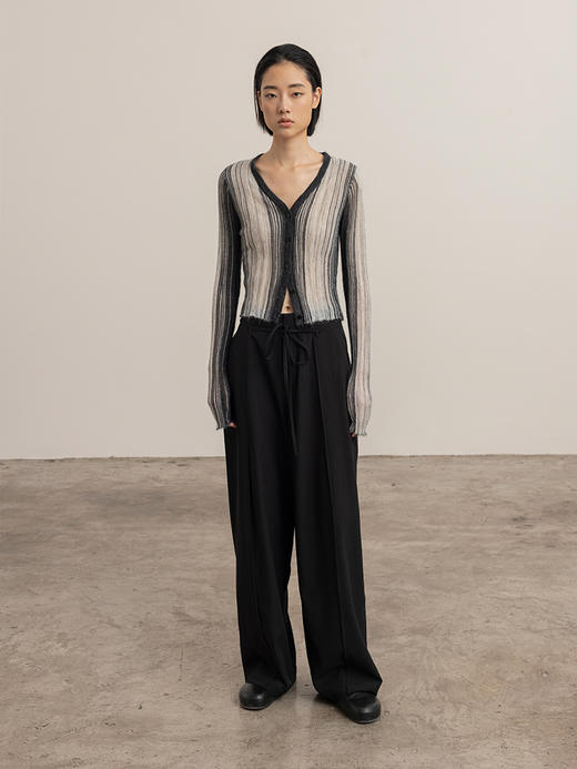 322工房清透超幼马海毛针织毛衣外套2023秋长袖女士百搭开衫B127 商品图0