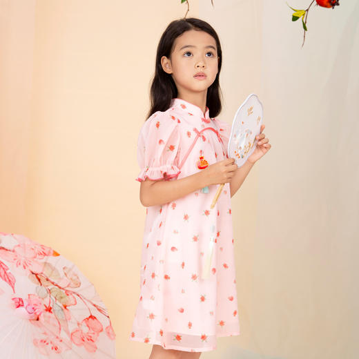 【实体店同款】女童装连衣裙短袖夏装新款中国风旗袍裙子安奈儿童装AG323671 商品图1