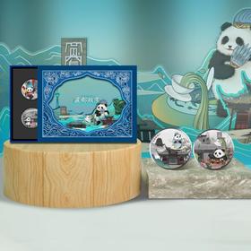 成都故事熊猫纪念章60mm版6枚珍藏套装（带礼盒证书）