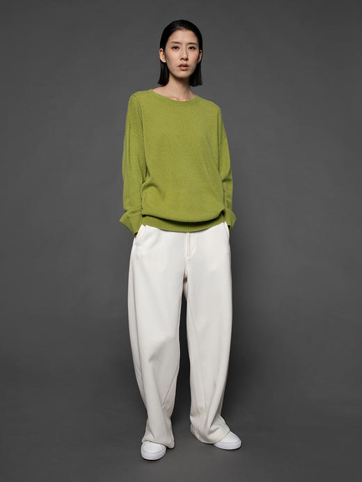 322工房纯羊绒衫女新款秋冬圆领宽松套头长袖针织衫外穿毛衣定制 商品图3