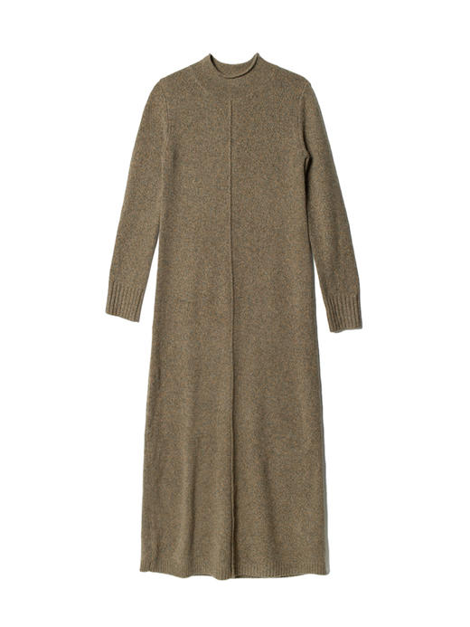 322工房复古式花纱羊绒针织连衣裙女新款半高领毛衣裙长裙A771 商品图4