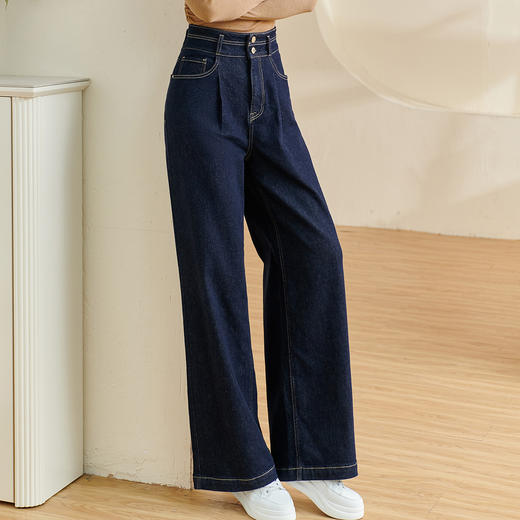 芳外【高腰牛仔裤】2025秋季新款时尚简约百搭直筒休闲裤女2639 商品图6