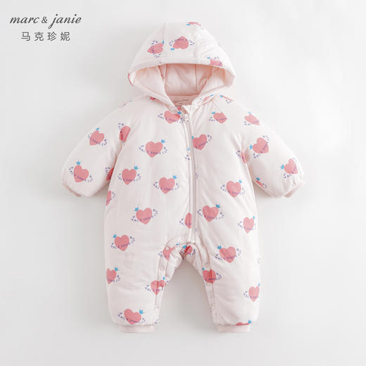 【杜邦棉】马克珍妮男女宝宝夹棉保暖连帽连体衣婴儿爬服冬551832 商品图0