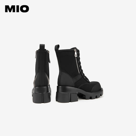 MIO米奥冬季方头高跟中筒靴酷飒厚底户外工装靴马丁靴女靴M235630212 商品图4