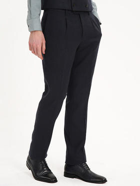 callisto藏青弹力绒感全绵羊毛西裤 FSBWP072C NA