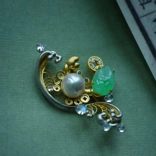 龢盒原创 乘风破浪金钱蟹翡翠胸针吊坠二用 商品图2
