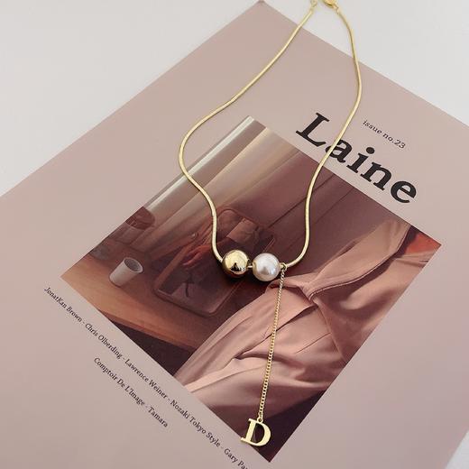 Oflye潮流饰品 轻奢气质珍珠字母D吊坠小众高级感时尚颈链 商品图5