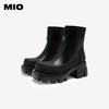 MIO米奥冬季方头高跟短筒靴运动机能靴厚底切尔西靴女M235630213 商品缩略图3