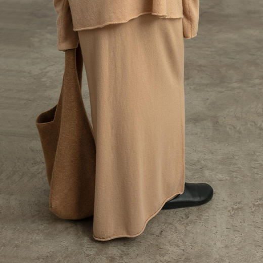 322工房经典再造纯喀什米尔羊毛不规则针织半身裙2023秋冬直筒裙女B141 商品图2