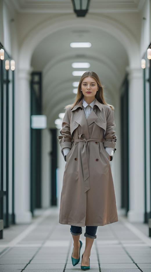 双排脱袖风衣（附腰带） 商品图0