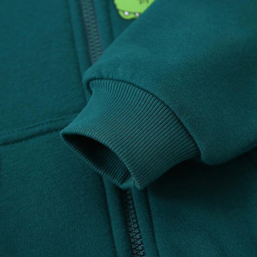 「两款配色！加绒款」新款秋冬装儿童卡通鳄鱼运动连帽宝宝加绒外套男童拉链衫 商品图3