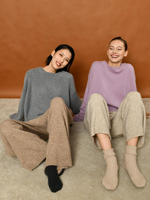 322工房纯羊绒衫女新款秋冬宽松廓形套头百搭加厚保暖针织衫毛衣 商品图0