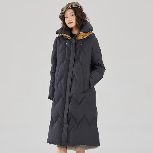 谜底长款加厚羽绒服女2023冬款设计感连帽修身鸭绒保暖239MY7306 商品图1