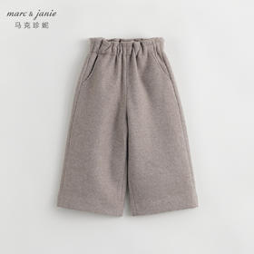 马克珍妮秋冬新款女童时尚花边腰毛呢阔腿裤儿童裤子232019