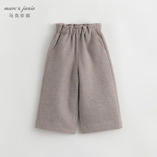 马克珍妮秋冬新款女童时尚花边腰毛呢阔腿裤儿童裤子232019 商品图0
