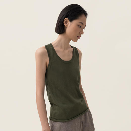 322工房经典再造无袖真丝羊绒圆领背心2023夏款百搭针织吊带B108 商品图3