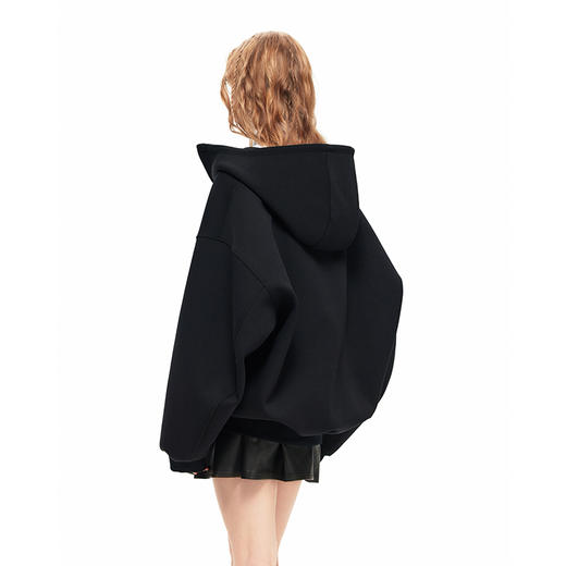 NUTH“凝聚空气”黑色宽松百搭oversize连帽卫衣宽松拉链厚外套（发货时间同步天猫） 商品图1