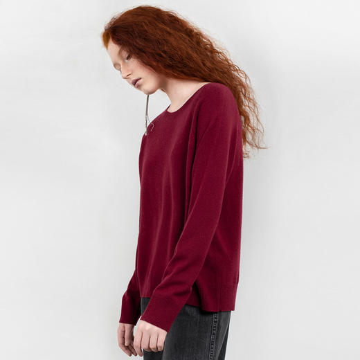 322工房冬新款定制纯羊绒圆领针织衫女宽松套头长袖纯色保暖毛衣 商品图3