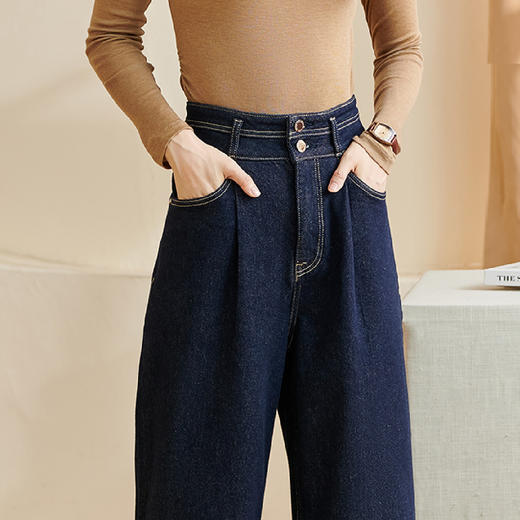 芳外【高腰牛仔裤】2025秋季新款时尚简约百搭直筒休闲裤女2639 商品图4