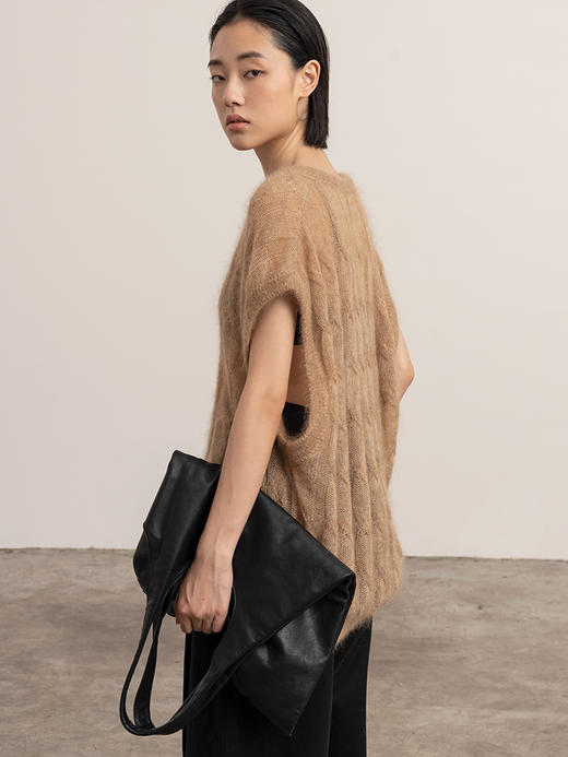 322工房KING马海毛无袖大廓形包臀马甲2023秋冬百搭针织背心B123 商品图0