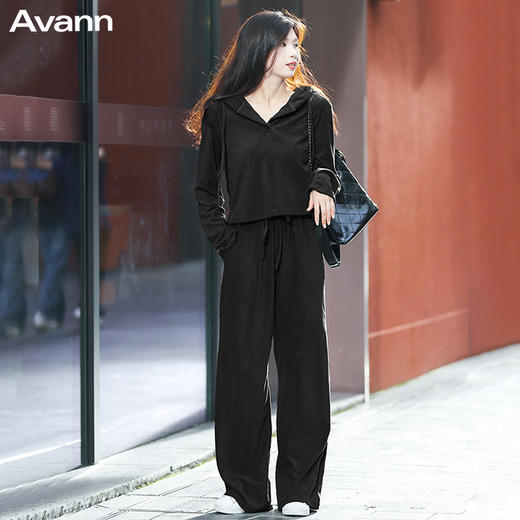 Avann慵懒风软糯阔腿裤 仿羊绒阔腿裤8096 商品图4