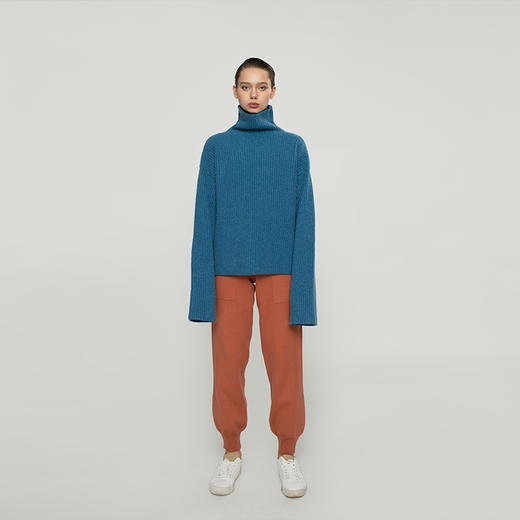 322工房纯羊绒衫女新款冬纯色高领加厚宽松廓形慵懒风针织衫毛衣 商品图1
