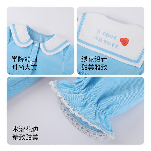 女童装连衣裙长袖宝宝秋装新款纯棉洋气灯芯绒学院裙子安奈儿童装TG333011 商品图2