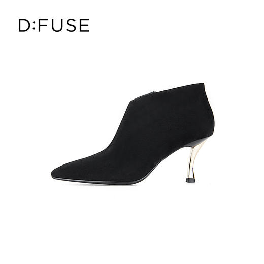 Dfuse迪芙斯秋冬新款羊反绒法式方头高跟踝靴短靴DF34116030 商品图4