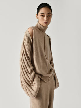 322工房重叠搭造型羊毛混纺高领背心坎肩两件套新款时髦简约套装
