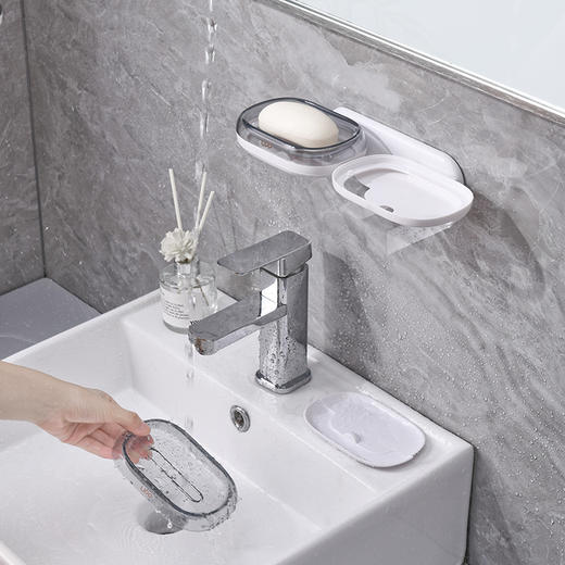 「双层设计！抽屉式」创意肥皂盒浴室卫生间免打孔壁挂式沥水双层不积水收纳整理稳固肥皂盒 商品图2